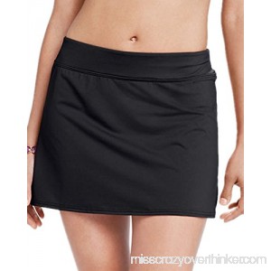 Sorrica Women's Solid Color High Waisted Swim Skirt Skort Bikini Bottom Swimdress Black B07CZNKBVW
